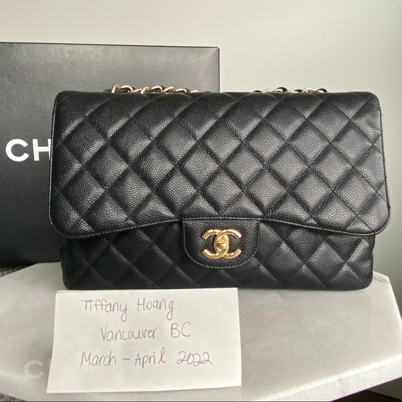 CHANEL Handbags - Chanel Black caviar jumbo single flap bag gold hardware